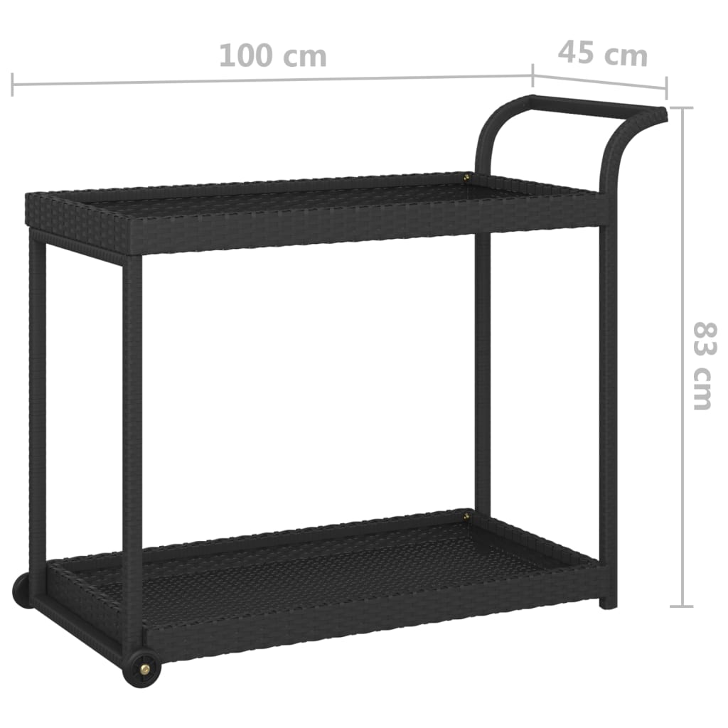 Baarivaunu musta 100x45x83 cm polyrottinki - Sisustajankoti.fi