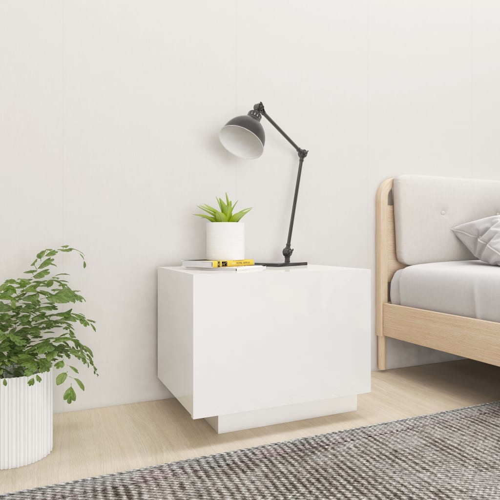 Yöpöytä korkeakiilto valkoinen 100x35x40 cm lastulevy - Sisustajankoti.fi