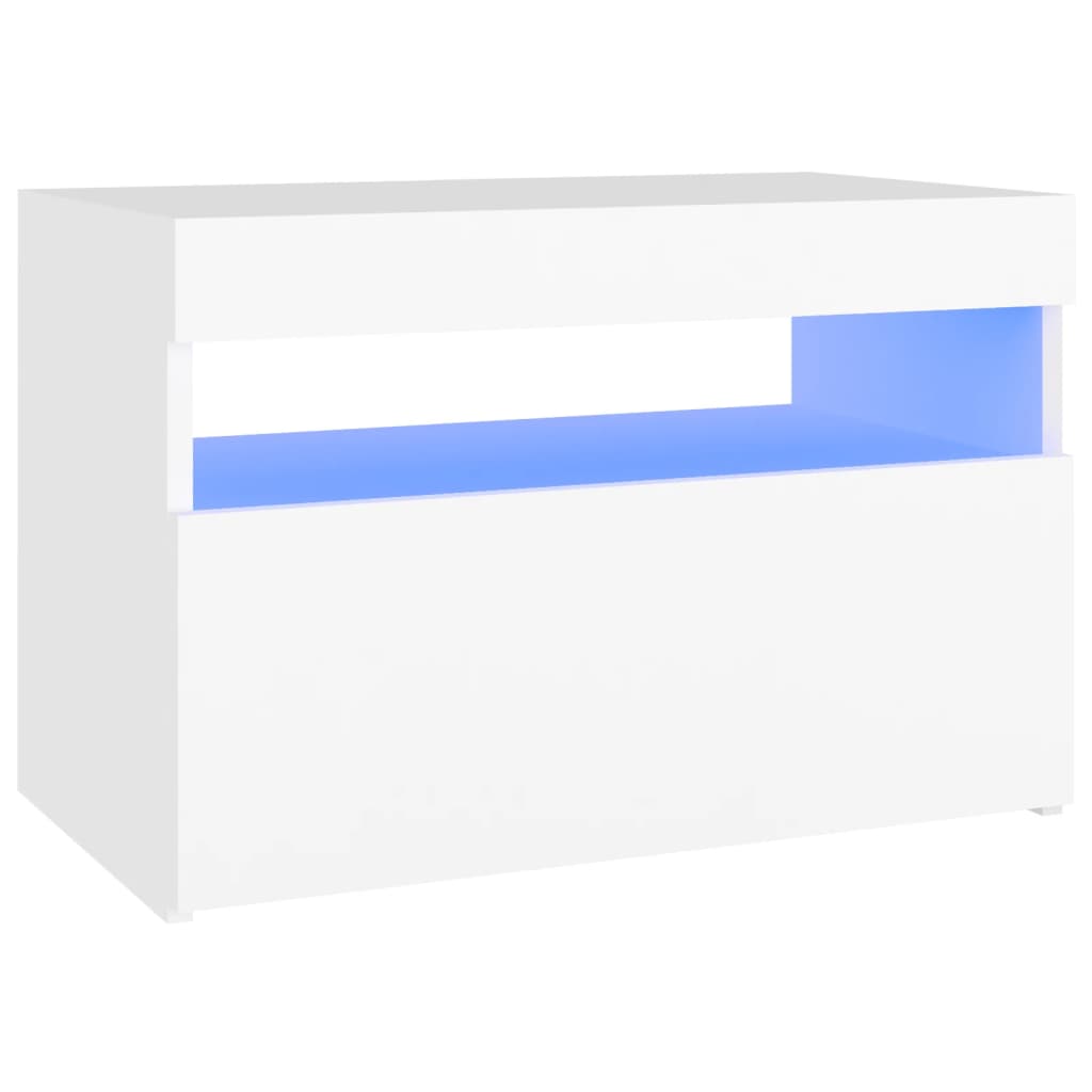 Yöpöytä LED-valoilla valkoinen 60x35x40 cm lastulevy - Sisustajankoti.fi