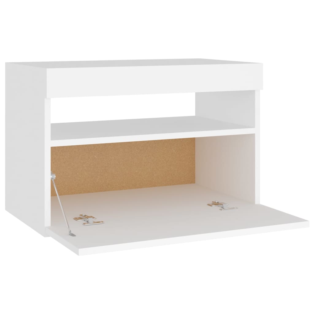 Yöpöytä LED-valoilla valkoinen 60x35x40 cm lastulevy - Sisustajankoti.fi