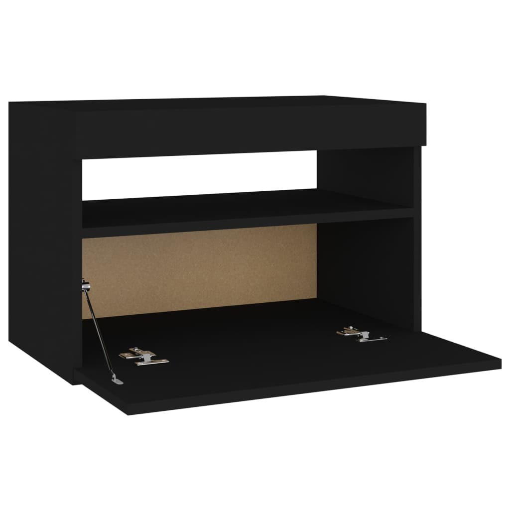Yöpöytä LED-valoilla 2 kpl musta 60x35x40 cm lastulevy - Sisustajankoti.fi