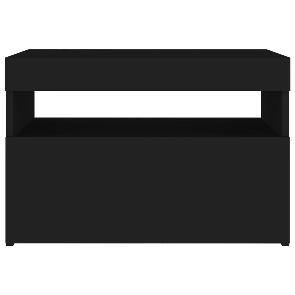 Yöpöytä LED-valoilla 2 kpl musta 60x35x40 cm lastulevy - Sisustajankoti.fi