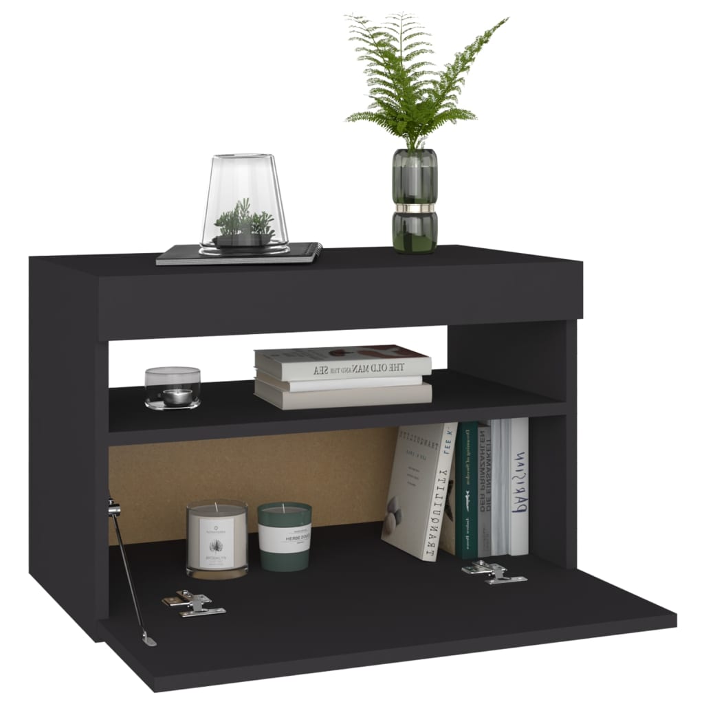 Yöpöytä LED-valoilla vaaleanharmaa 60x35x40 cm lastulevy - Sisustajankoti.fi