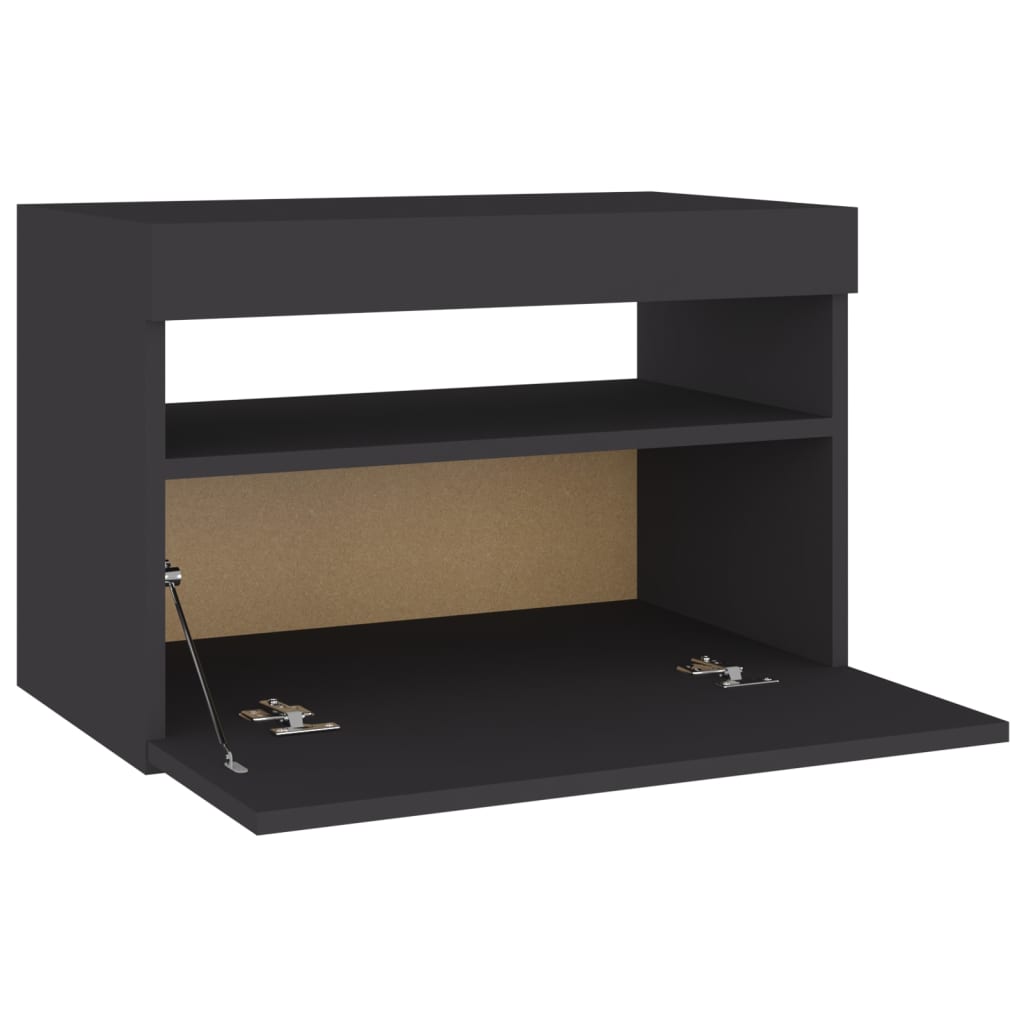 Yöpöytä LED-valoilla vaaleanharmaa 60x35x40 cm lastulevy - Sisustajankoti.fi
