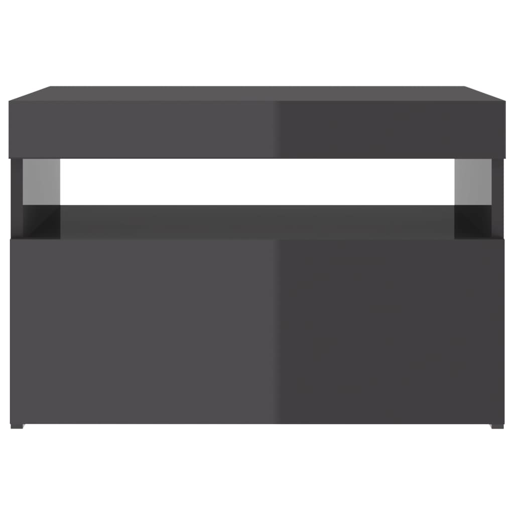 Yöpöytä LED-valoilla 2 kpl korkeakiilto harmaa 60x35x40 cm - Sisustajankoti.fi