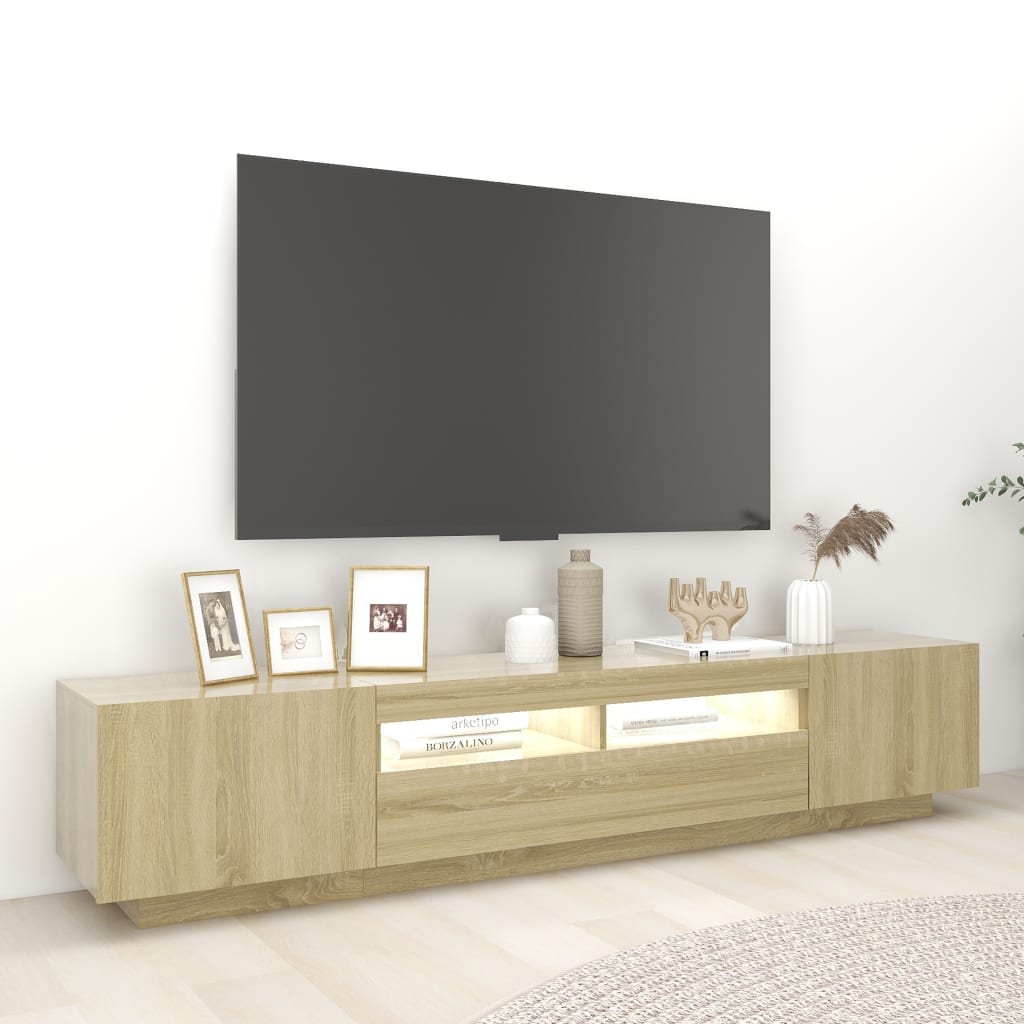 TV-taso LED-valoilla Sonoma-tammi 200x35x40 cm - Sisustajankoti.fi