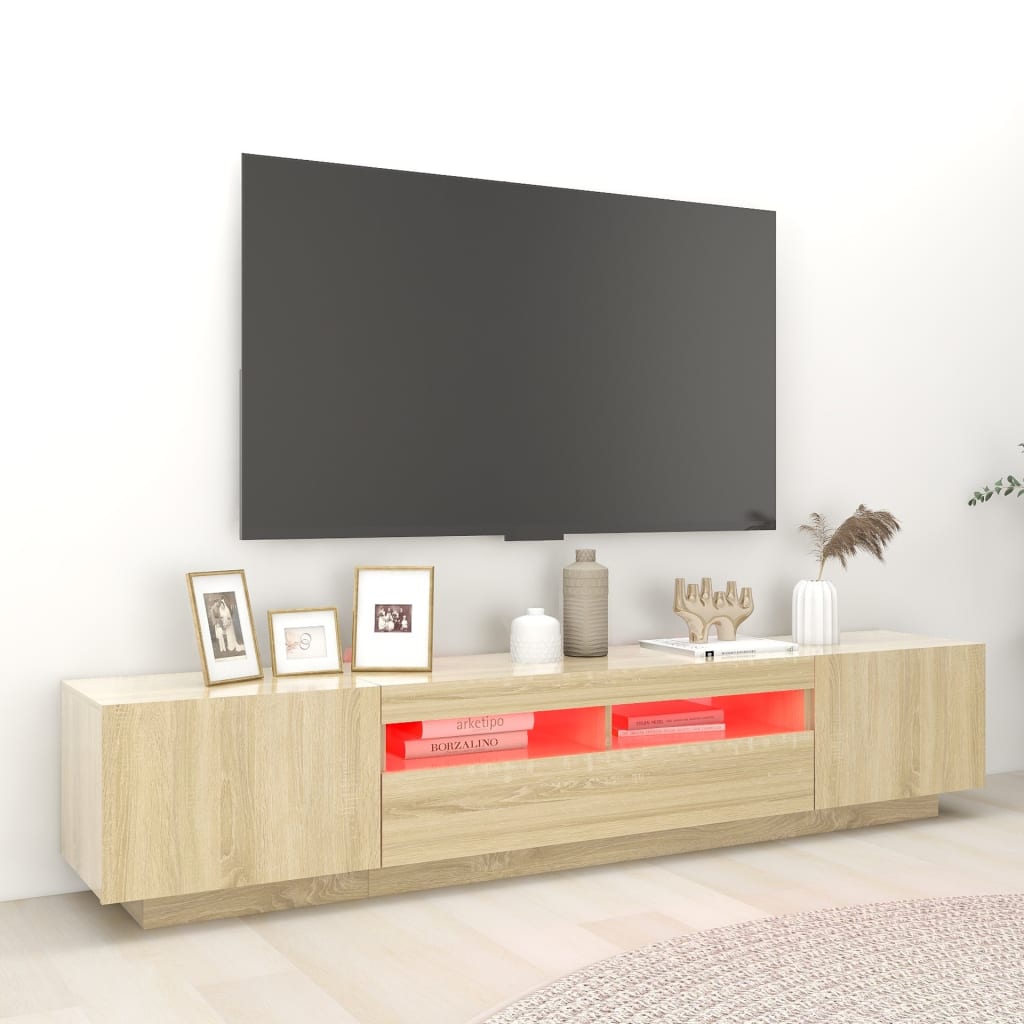 TV-taso LED-valoilla Sonoma-tammi 200x35x40 cm - Sisustajankoti.fi