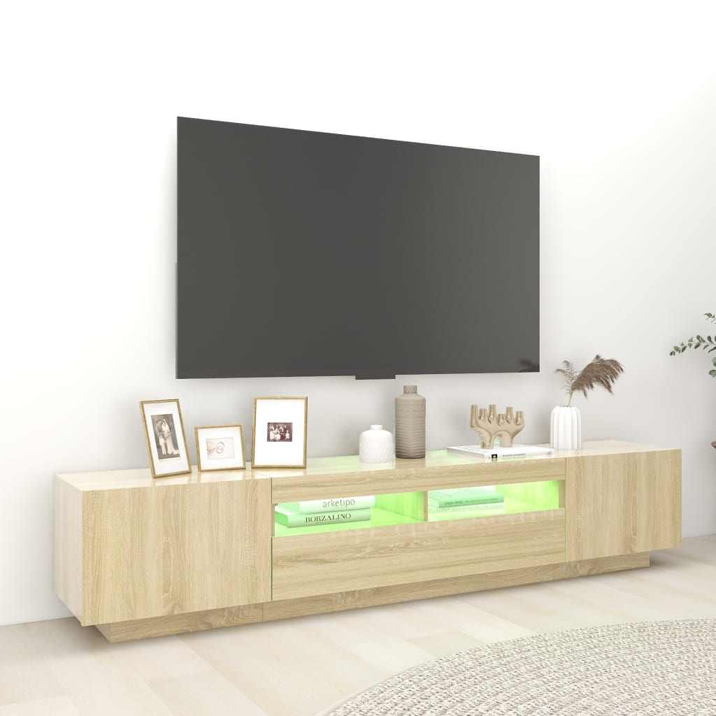 TV-taso LED-valoilla Sonoma-tammi 200x35x40 cm - Sisustajankoti.fi
