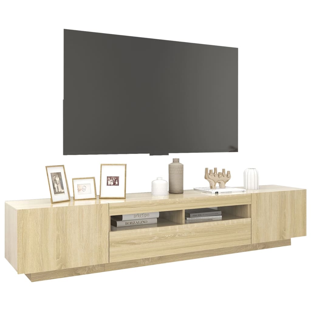 TV-taso LED-valoilla Sonoma-tammi 200x35x40 cm - Sisustajankoti.fi