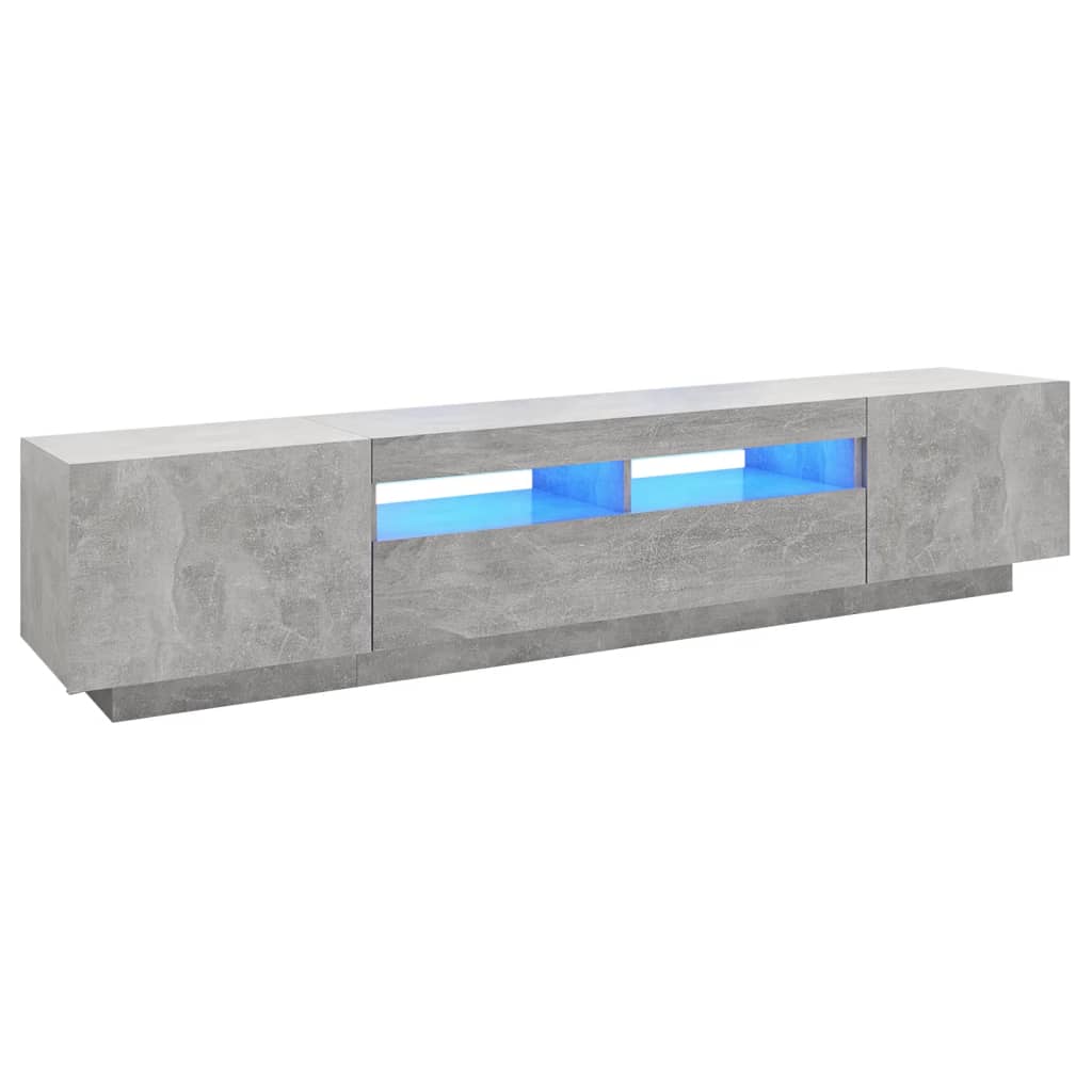 TV-taso LED-valoilla betoninharmaa 200x35x40 cm - Sisustajankoti.fi