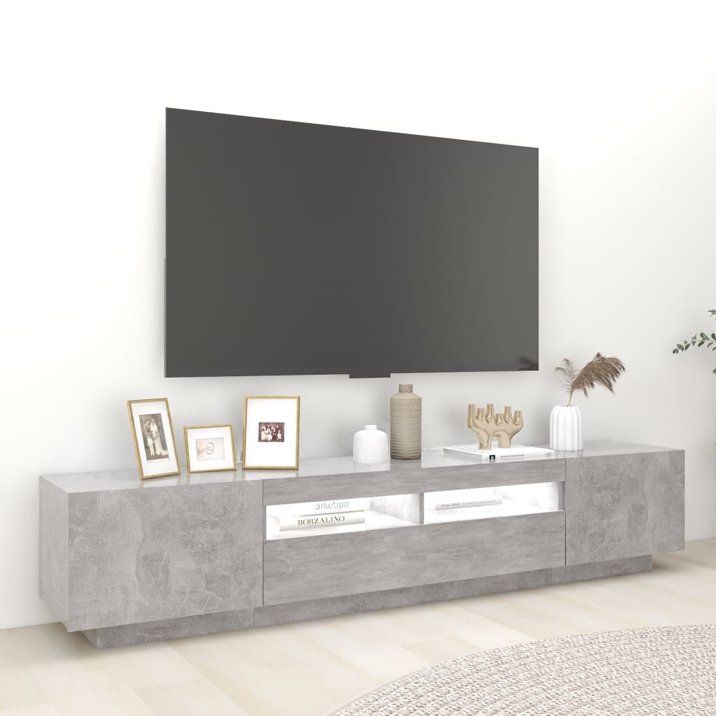 TV-taso LED-valoilla betoninharmaa 200x35x40 cm - Sisustajankoti.fi
