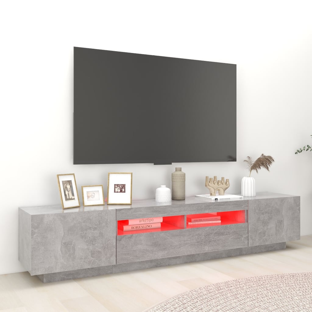 TV-taso LED-valoilla betoninharmaa 200x35x40 cm - Sisustajankoti.fi