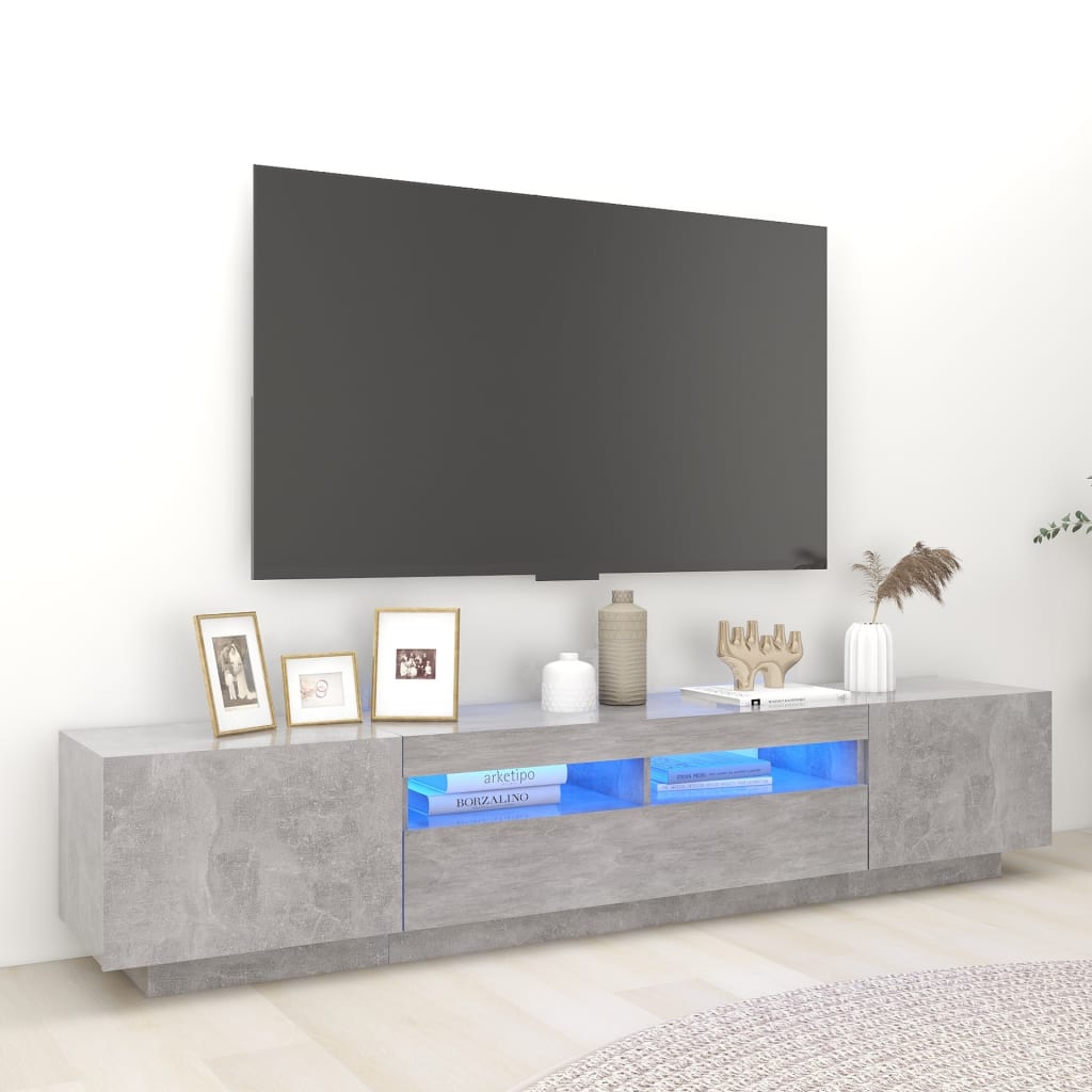 TV-taso LED-valoilla betoninharmaa 200x35x40 cm - Sisustajankoti.fi