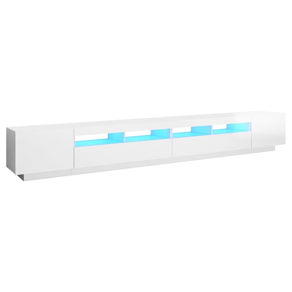 TV-taso LED-valoilla korkeakiilto valkoinen 300x35x40 cm - Sisustajankoti.fi