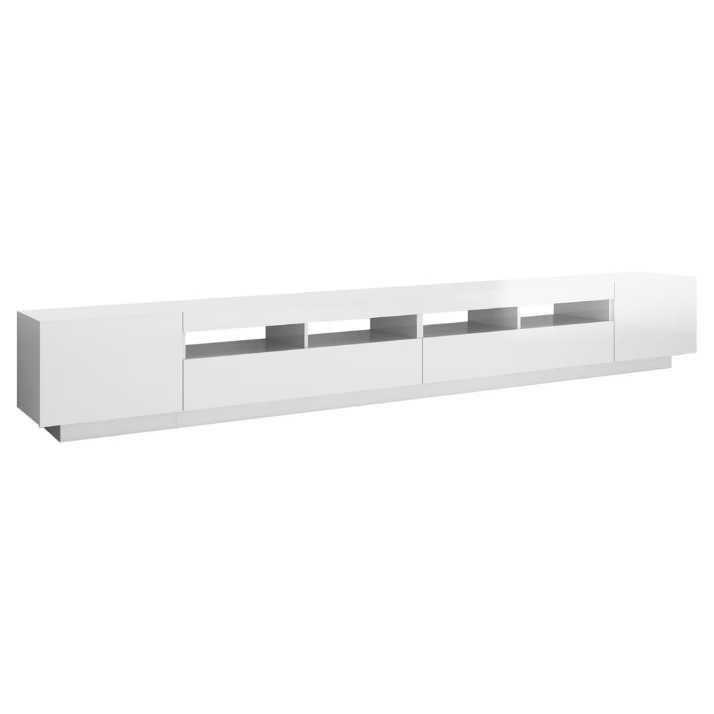 TV-taso LED-valoilla korkeakiilto valkoinen 300x35x40 cm - Sisustajankoti.fi
