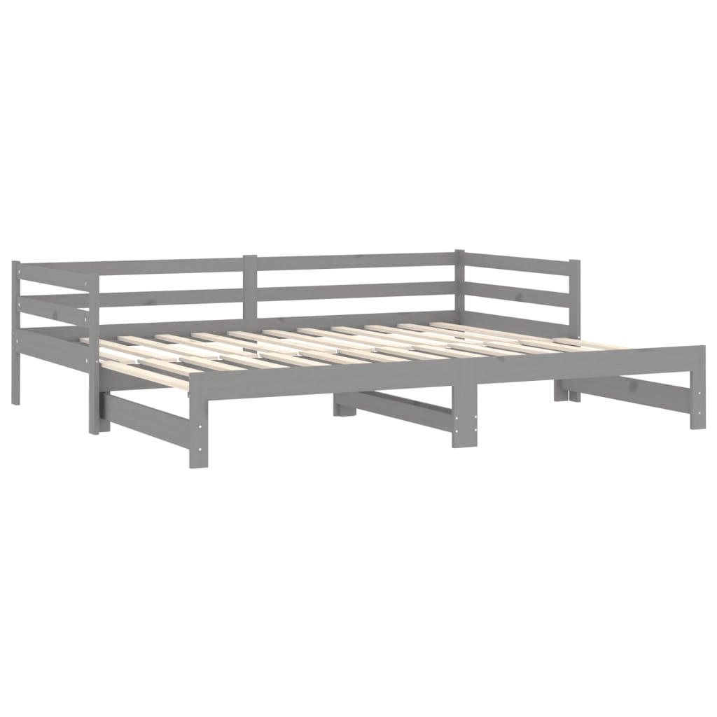 Päivävuode ulosvedettävä harmaa täysi mänty 2x (90x200) cm - Sisustajankoti.fi