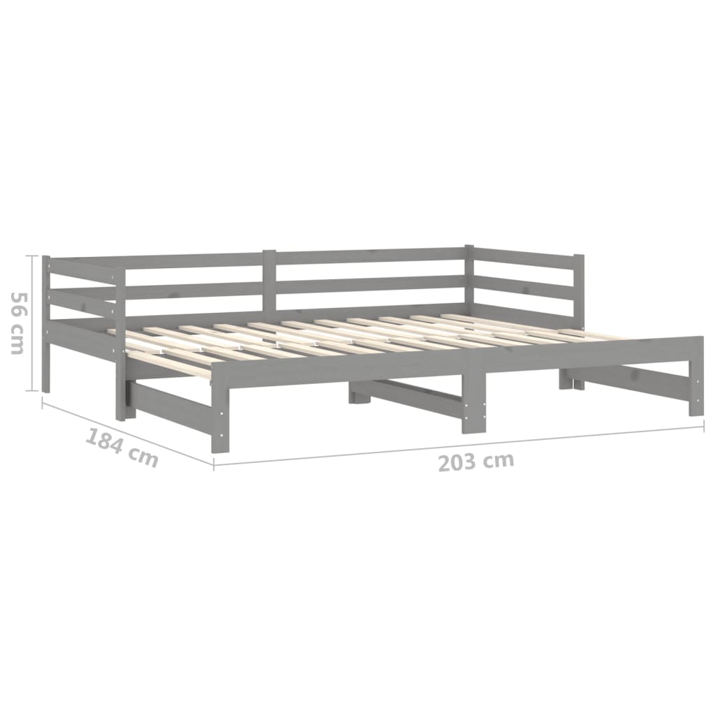 Päivävuode ulosvedettävä harmaa täysi mänty 2x (90x200) cm - Sisustajankoti.fi