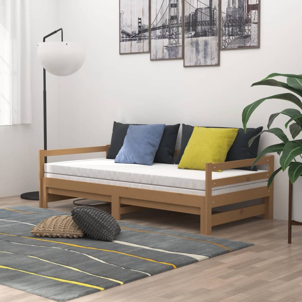 Päivävuode ulosvedettävä hunajanrusk. täysi mänty 2x(90x200) cm - Sisustajankoti.fi