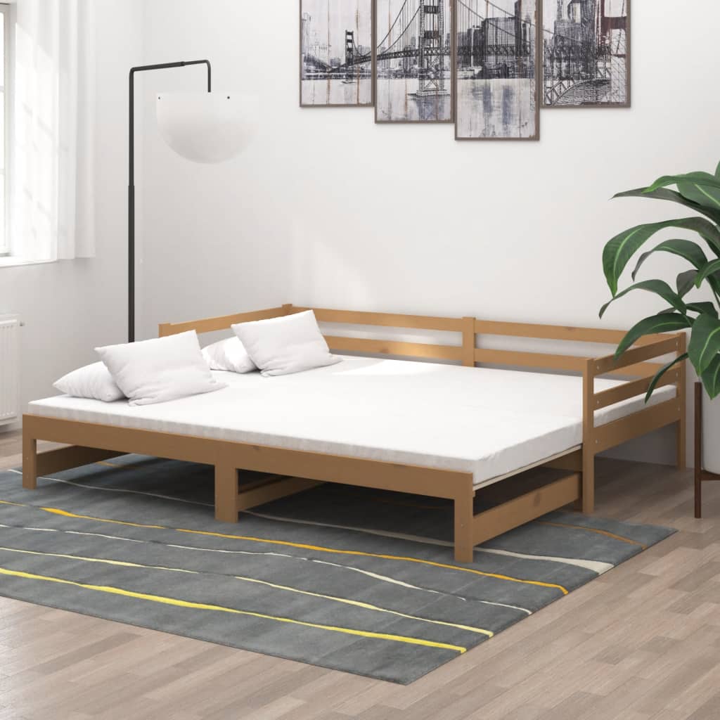 Päivävuode ulosvedettävä hunajanrusk. täysi mänty 2x(90x200) cm - Sisustajankoti.fi