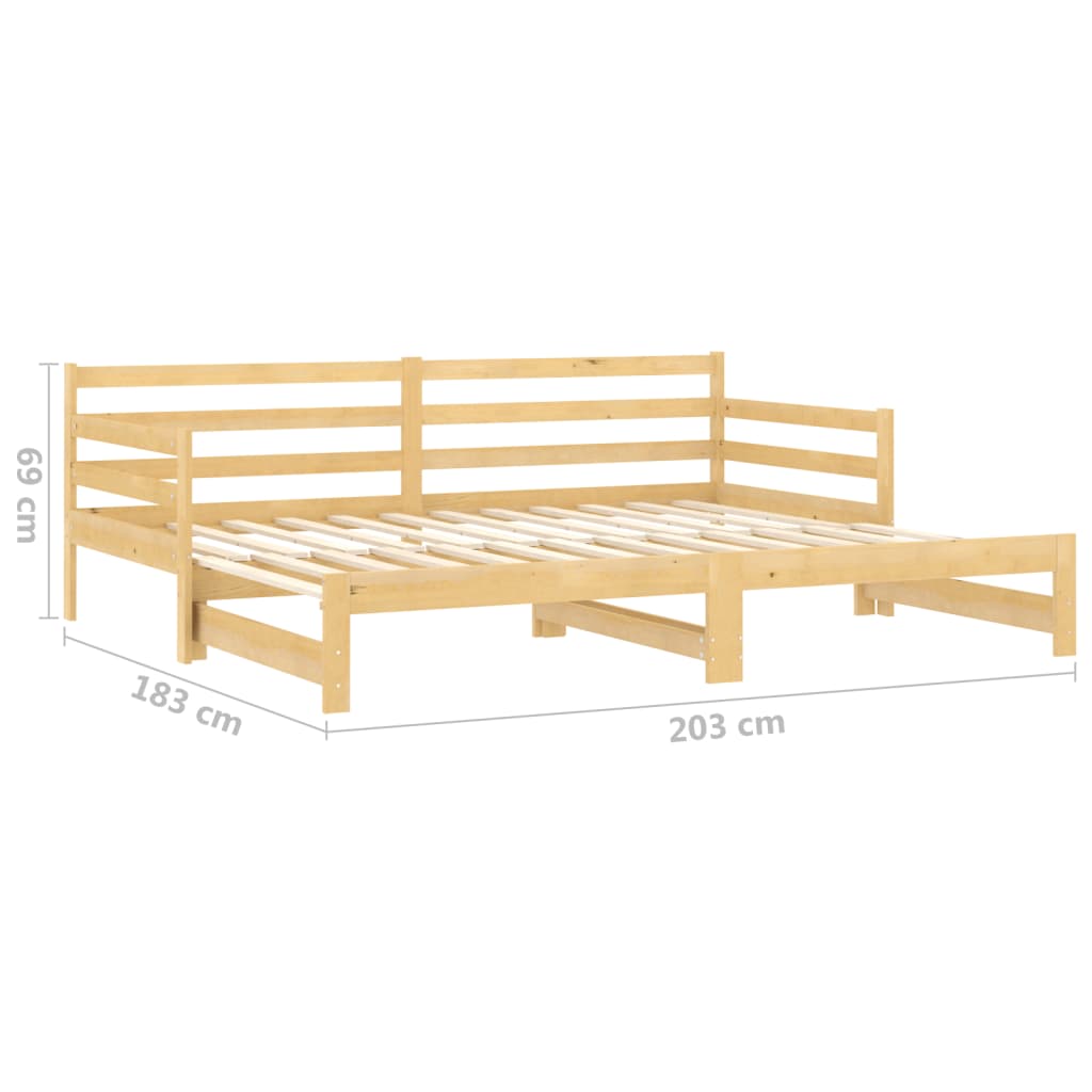 Päivävuode ulosvedettävä täysi mänty 2x (90x200) cm - Sisustajankoti.fi