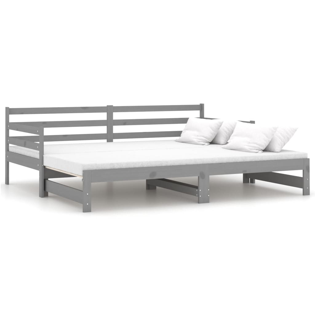 Päivävuode ulosvedettävä harmaa täysi mänty 2x (90x200) cm - Sisustajankoti.fi