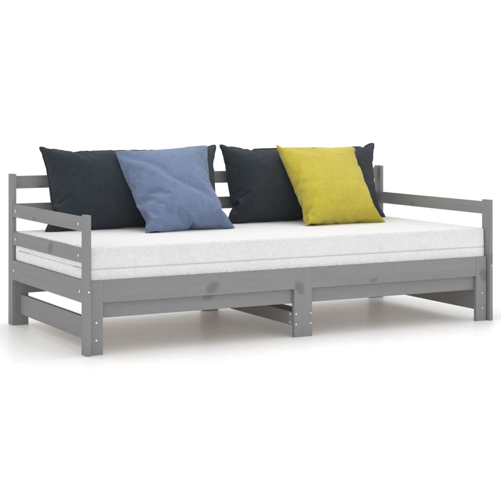 Päivävuode ulosvedettävä harmaa täysi mänty 2x (90x200) cm - Sisustajankoti.fi