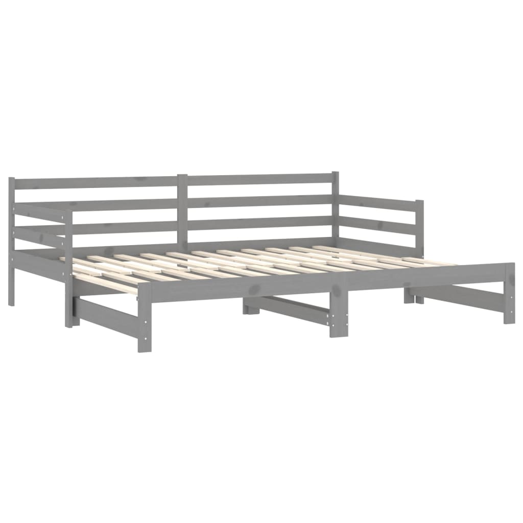 Päivävuode ulosvedettävä harmaa täysi mänty 2x (90x200) cm - Sisustajankoti.fi