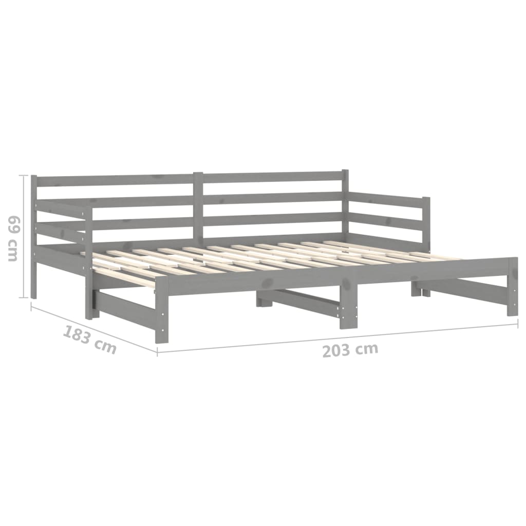 Päivävuode ulosvedettävä harmaa täysi mänty 2x (90x200) cm - Sisustajankoti.fi