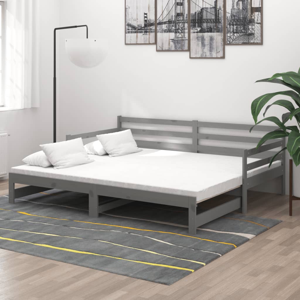 Päivävuode ulosvedettävä harmaa täysi mänty 2x (90x200) cm - Sisustajankoti.fi