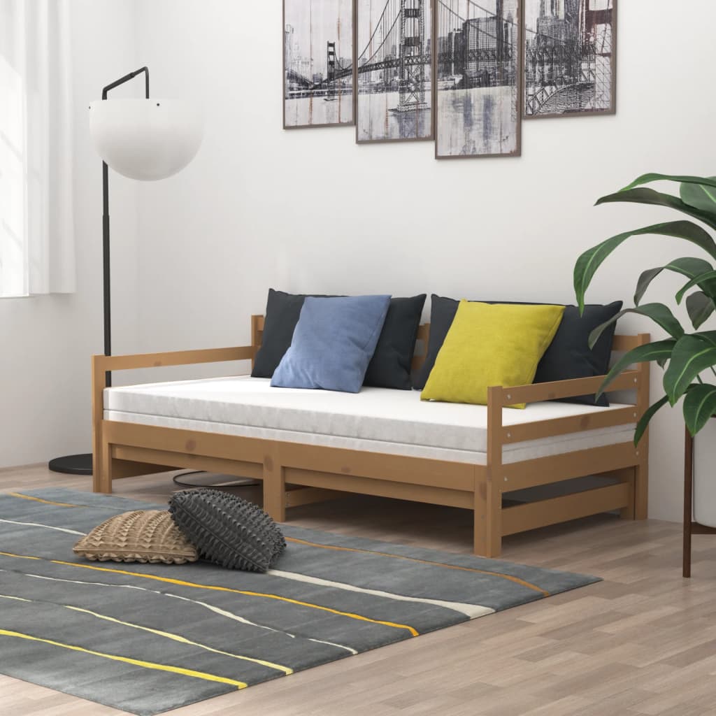 Päivävuode ulosvedettävä hunajanrusk. täysi mänty 2x(90x200) cm - Sisustajankoti.fi