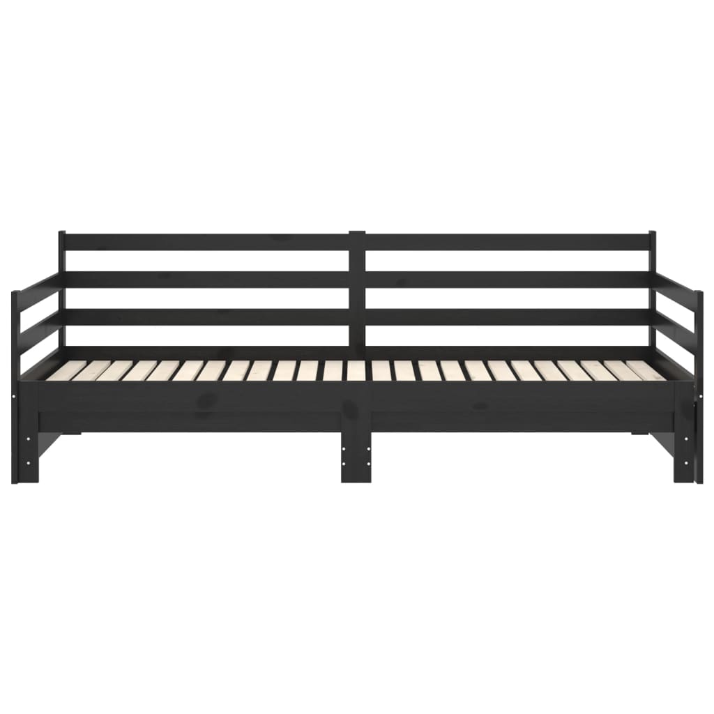 Päivävuode ulosvedettävä musta täysi mänty 2x (90x200) cm - Sisustajankoti.fi