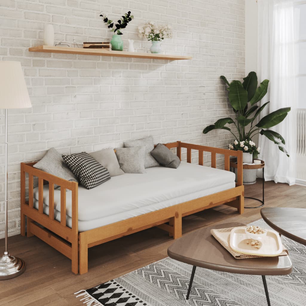 Päivävuode ulosvedettävä hunajanrusk. täysi mänty 2x(90x200) cm - Sisustajankoti.fi