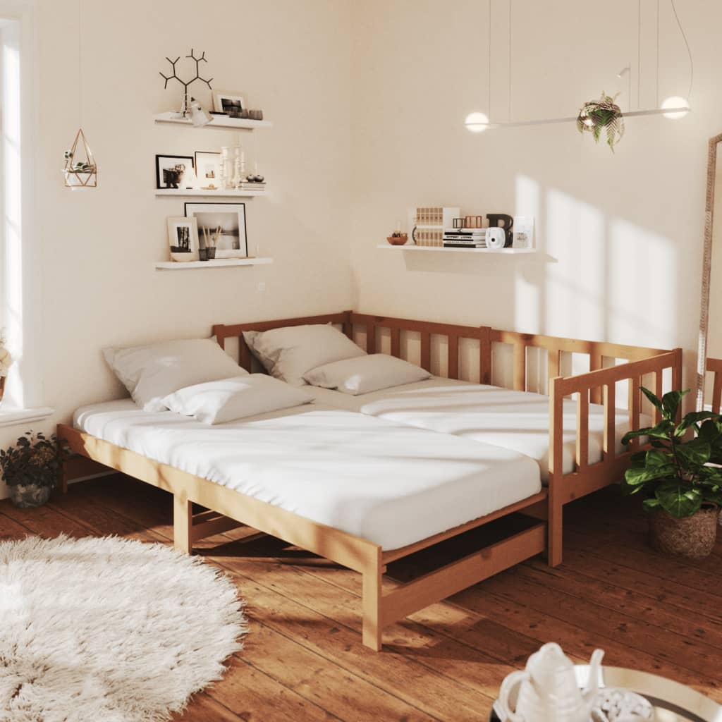 Päivävuode ulosvedettävä hunajanrusk. täysi mänty 2x(90x200) cm - Sisustajankoti.fi