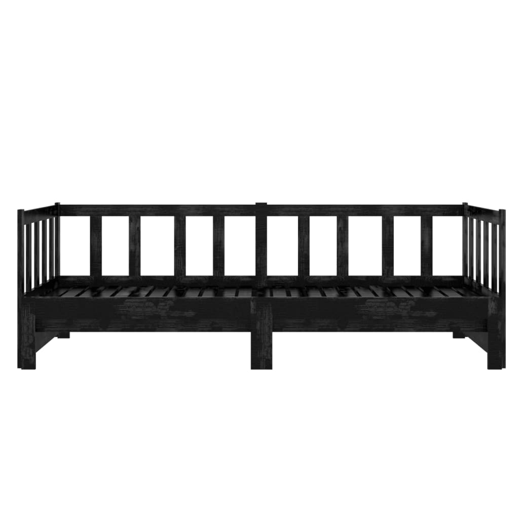 Päivävuode ulosvedettävä musta täysi mänty 2x (90x200) cm - Sisustajankoti.fi