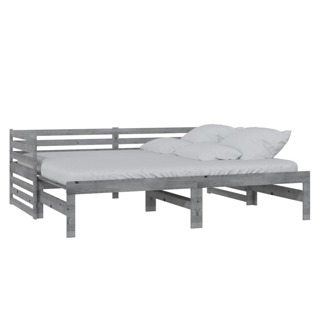 Päivävuode ulosvedettävä harmaa täysi mänty 2x (90x200) cm - Sisustajankoti.fi