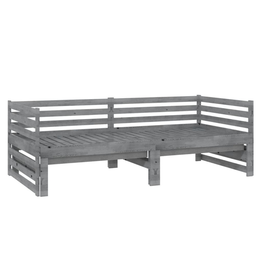 Päivävuode ulosvedettävä harmaa täysi mänty 2x (90x200) cm - Sisustajankoti.fi