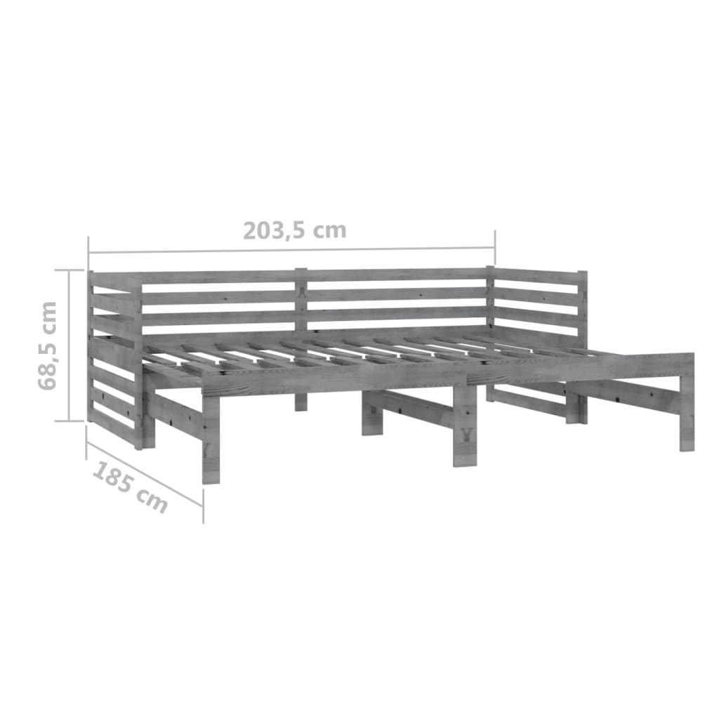 Päivävuode ulosvedettävä harmaa täysi mänty 2x (90x200) cm - Sisustajankoti.fi