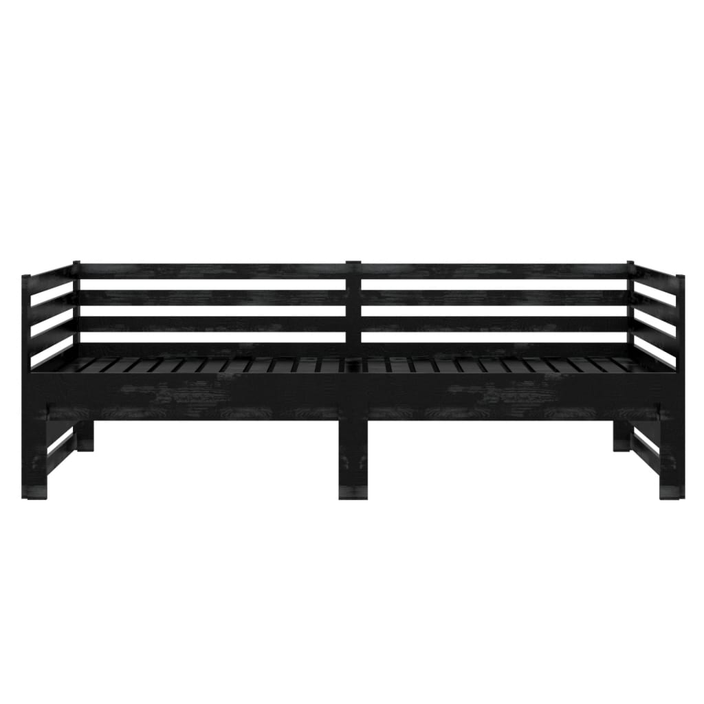 Päivävuode ulosvedettävä musta täysi mänty 2x (90x200) cm - Sisustajankoti.fi