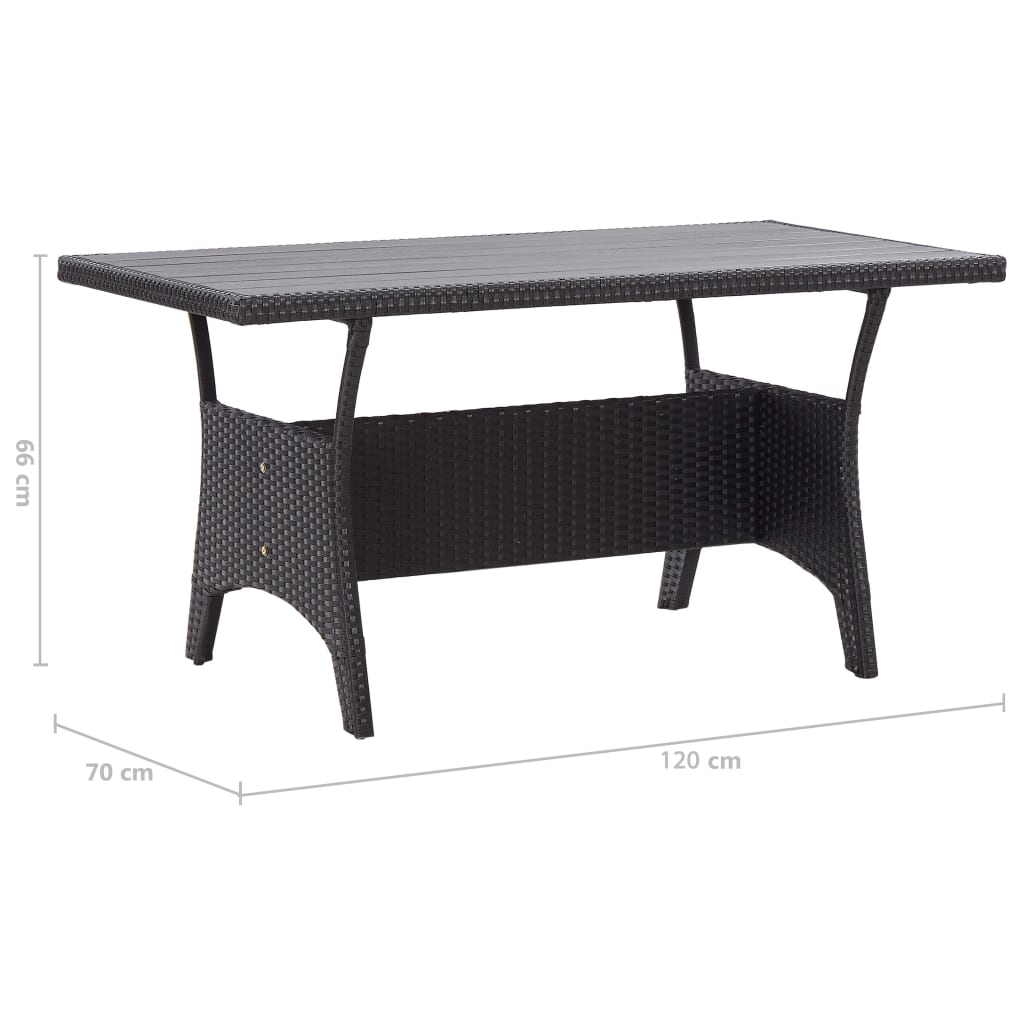 Puutarhapöytä musta 120x70x66 cm polyrottinki - Sisustajankoti.fi