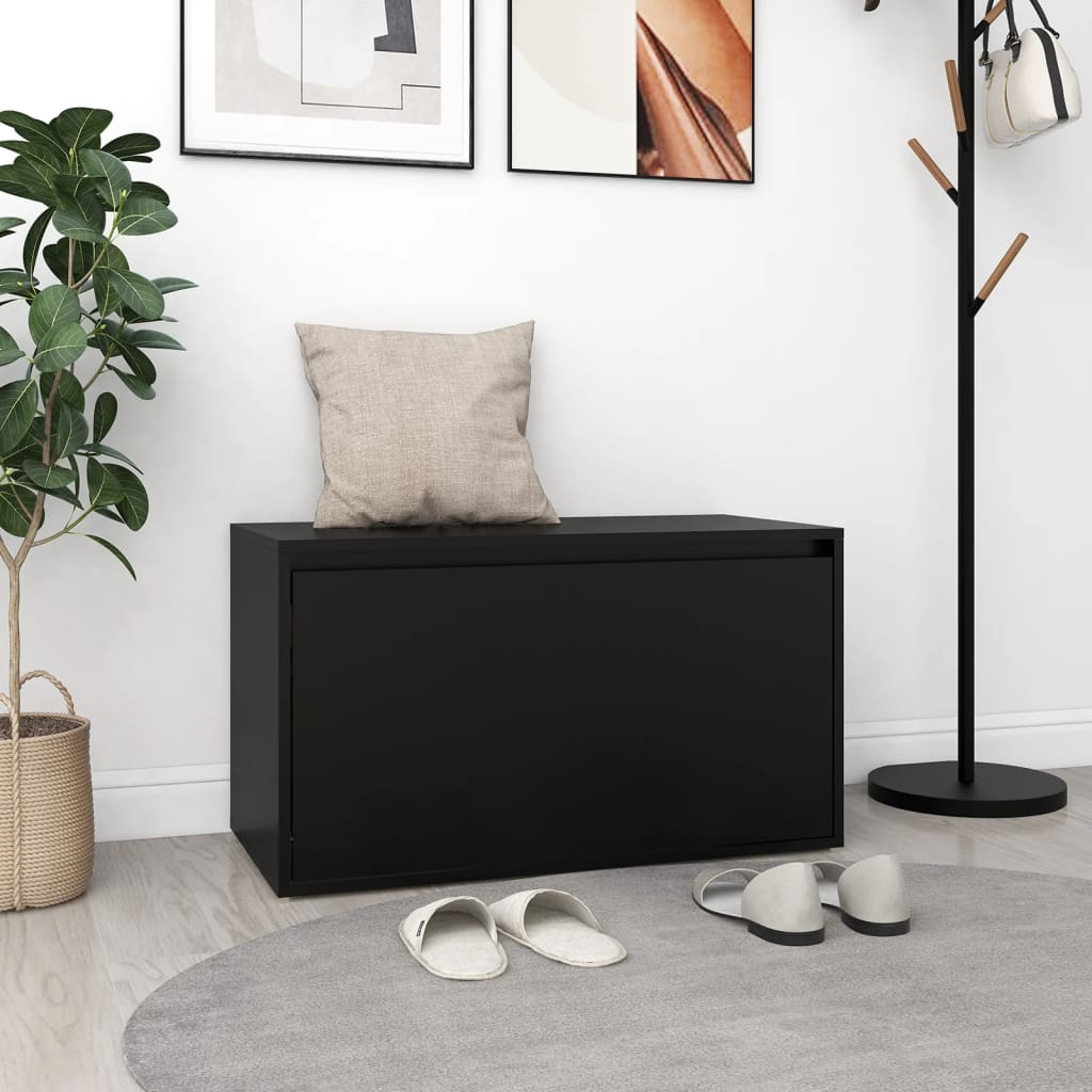 Eteisen penkki 80x40x45 cm musta lastulevy - Sisustajankoti.fi