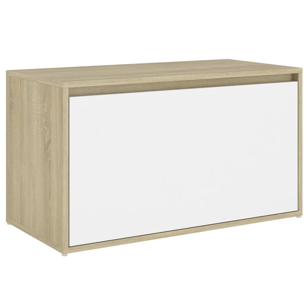 Eteisen penkki valkoinen ja Sonoma-tammi 80x40x45 cm - Sisustajankoti.fi