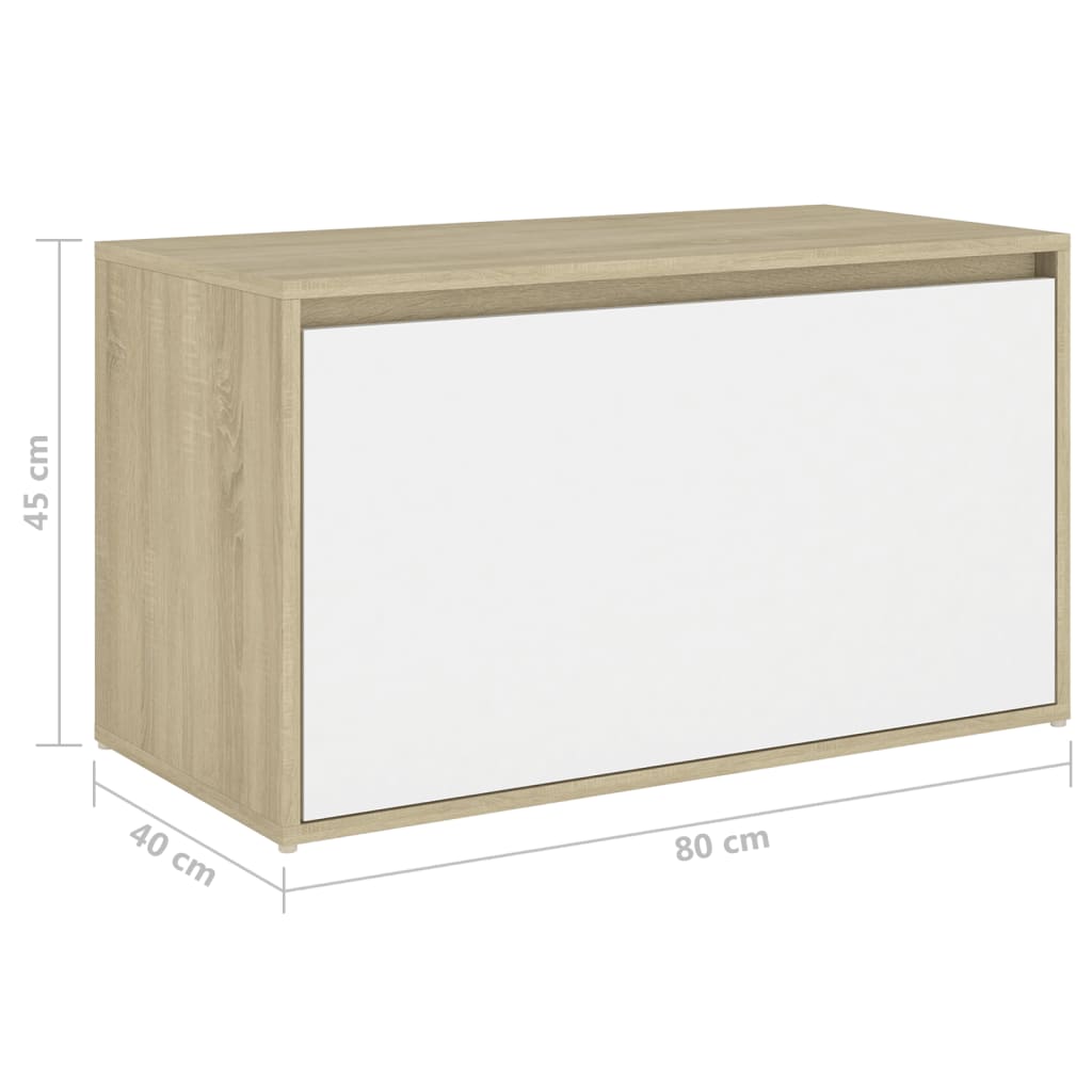 Eteisen penkki valkoinen ja Sonoma-tammi 80x40x45 cm - Sisustajankoti.fi
