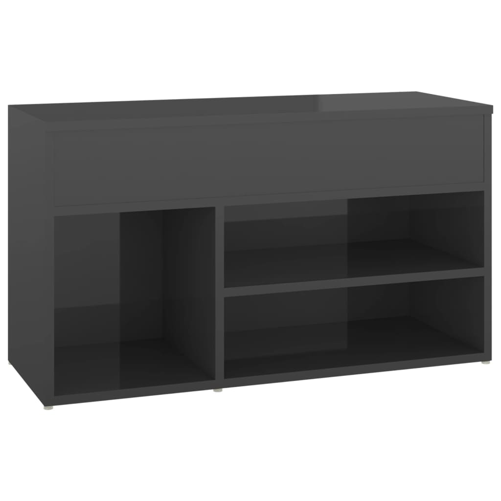 Kenkien säilytyspenkki korkeakiilto harmaa 80x30x45 cm levy - Sisustajankoti.fi