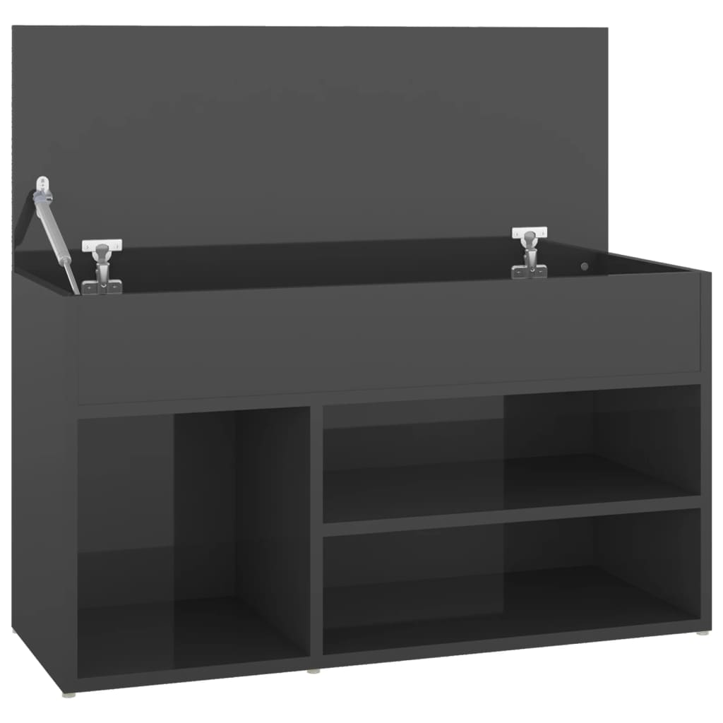 Kenkien säilytyspenkki korkeakiilto harmaa 80x30x45 cm levy - Sisustajankoti.fi