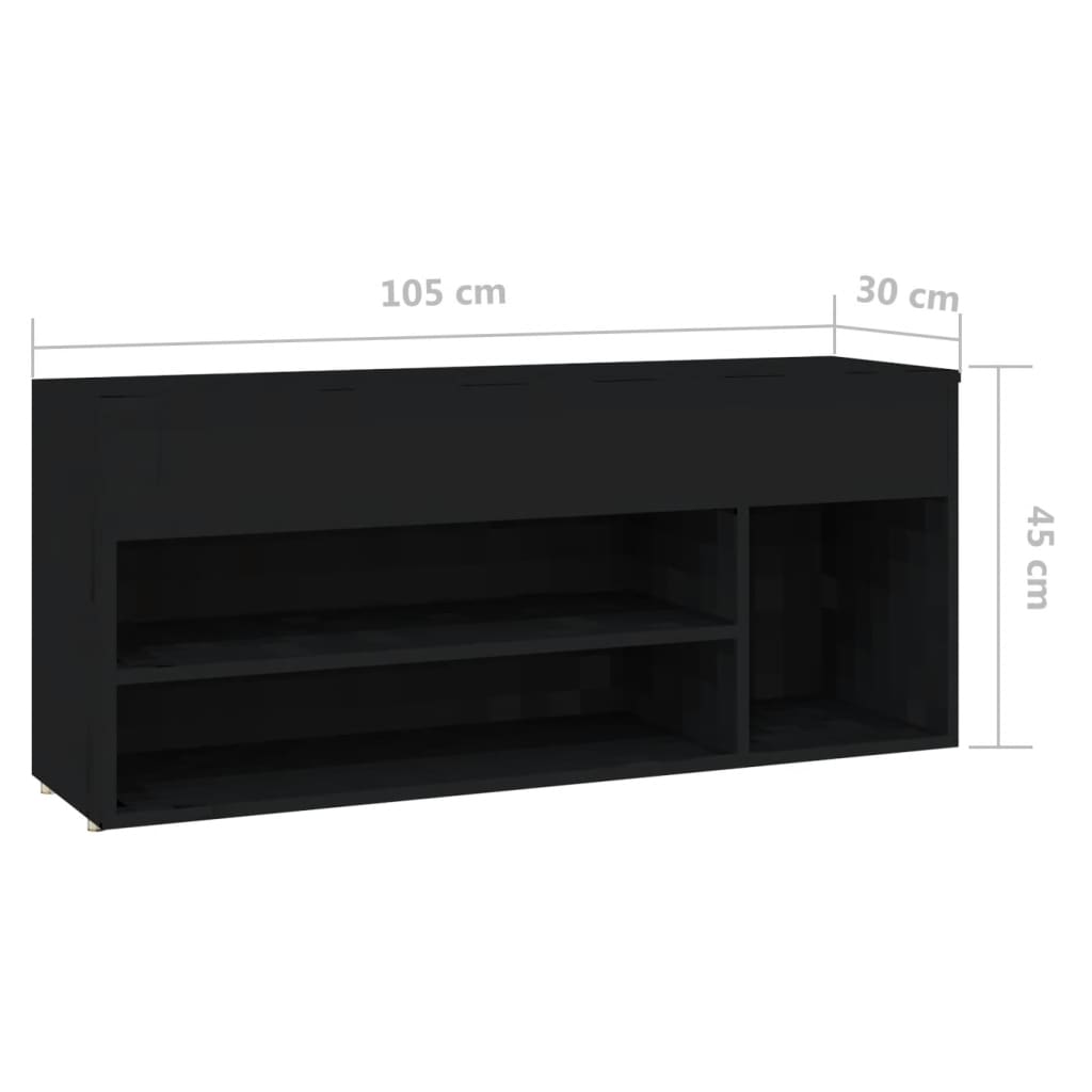 Kenkien säilytyspenkki musta 105x30x45 cm levy - Sisustajankoti.fi