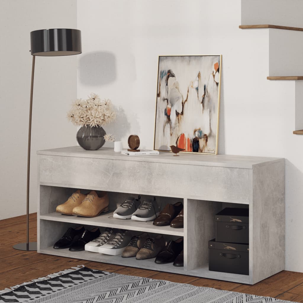Kenkien säilytyspenkki betoninharmaa 105x30x45 cm lastulevy - Sisustajankoti.fi