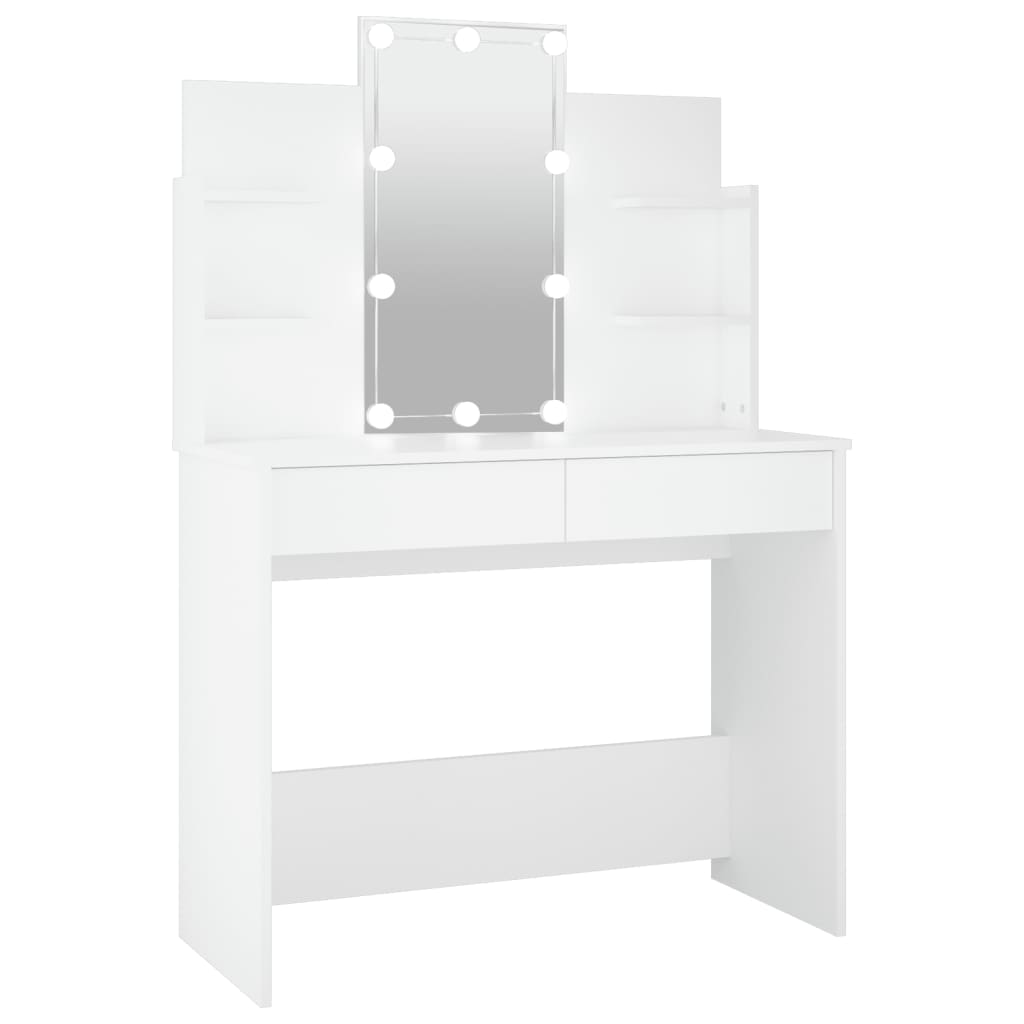 Peilipöytä LED-valoilla valkoinen 96x40x142 cm - Sisustajankoti.fi