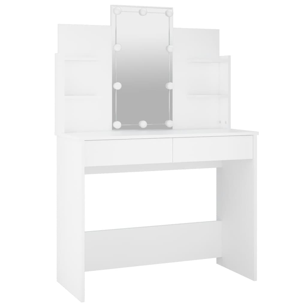 Peilipöytä LED-valoilla valkoinen 96x40x142 cm - Sisustajankoti.fi