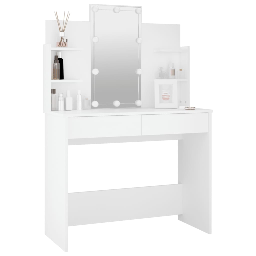 Peilipöytä LED-valoilla valkoinen 96x40x142 cm - Sisustajankoti.fi