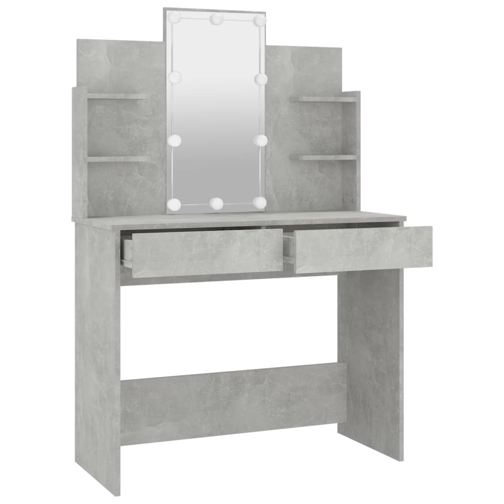 Peilipöytä LED-valoilla betoninharmaa 96x40x142 cm - Sisustajankoti.fi